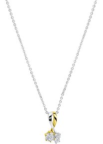 Kette mit Anh&auml;nger Firetti "Schmuck Geschenk Silber 925 Halsschmuck Halskette Ankerkette", gold (silberfarben, gelbgoldfarben, kristallwei&szlig;), Halsketten, Damen, Silber 925 (Sterlingsilber), L: 45 B: 1mm, Kette mit Anh&auml;nger, mit Zirkonia (synth.), B:1mm