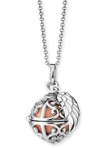 Kette mit Anh&auml;nger Engelsrufer "Schmuck Geschenk Engelsrufer Relaunch mit Fl&uuml;gelanh&auml;nger" Gr. XS, rosa (silberfarben, perlmuttfarben, rosa), Halsketten, Damen, XS, Messing Silber 925 (Sterlingsilber), L: 50 B: 1,33mm, Messing, Silber 925 (Sterlingsilber), Kette mit Anh&auml;nger, B:1,33mm