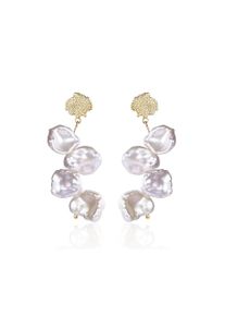 Perlenohrringe AILORIA "Ohrringe gold/wei&szlig;e Perle SATU", wei&szlig;, Ohrringe, Damen, Silber 925 (Sterlingsilber), Perlenohrringe