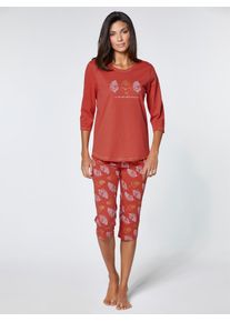 w&auml;schepur Schlafanzug W&Auml;SCHEPUR, Damen, Gr. 44/46, orange (terra), 100% Baumwolle, Homewear-Sets Schlafanzug