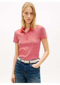 Poloshirt Tommy Hilfiger "GOLD BUTTON SLIM SS POLO", Damen, Gr. XL (46), small brt stp fireworks, calico, Single Jersey, Obermaterial: 100% Baumwolle, gestreift, slim fit, Shirts Poloshirt