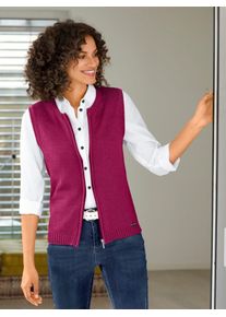 Strickweste Casual Looks, Damen, Gr. 50, pink (fuchsia), 50% Baumwolle, 50% Polyacryl, unifarben, Westen Strickweste
