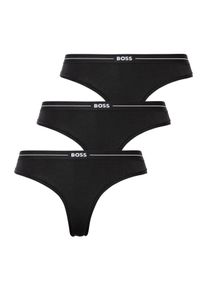 String BOSS "3P THONG", Damen, Gr. L (40), 3 Stk., schwarz (schwarz 001), Jersey, Obermaterial: 90% Baumwolle, 10% Elasthan, unifarben, k&ouml;rpernah, Unterhosen String, mit BOSS Logobund