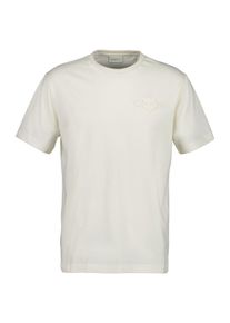 T-Shirt Gant "REG TONAL SHIELD SS T-SHIRT", Herren, Gr. S, beige (cream), Jersey, Obermaterial: 100% Baumwolle, regular fit, Rundhals, Shirts T-Shirt, Stickerei, Rundhals, regular fit