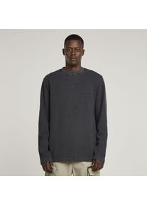 G-Star Raw Longsleeve G-STAR "Overdyed Tweeter", Herren, Gr. S, schwarz (dk schwarz gd), Piqu&eacute;, Obermaterial: 100% Baumwolle, overdyed, relaxed fit, Rundhals, abgesteppte Kante, Shirts Longsleeve, aus Piqu&eacute;-Strick