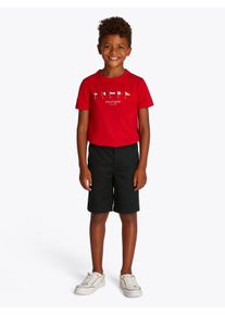 Shorts Tommy Hilfiger "1985 CHINO SHORT", Jungen, Gr. 5 (110), N-Gr, schwarz, Web, Obermaterial: 97% Baumwolle, 3% Elasthan, unifarben, straight fit, Hosen Shorts, mit Logostickerei