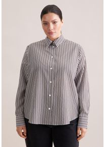 Klassische Bluse Seidensticker "Schwarze Rose", Damen, Gr. 5XL (50), braun, 81% Viskose, 19% Polyamid, gestreift, regular fit, Blusen Klassische Bluse, 1/1 Gestreift