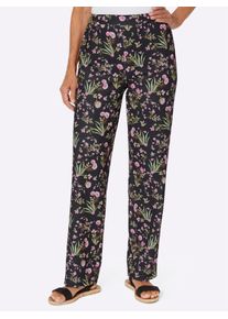 Jerseyhose Inspirationen, Damen, Gr. 19, Kurzgr&ouml;&szlig;en, bunt (schwarz, ros&eacute;, bedruckt), 96% Polyester, 4% Elasthan, bedruckt, gebl&uuml;mt, gemustert, mehrfarbig, lang, Hosen Jerseyhose