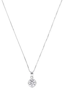 Kette mit Anh&auml;nger Amor "Classic Sparkle", bunt (silberfarben, wei&szlig;), Halsketten, Damen, mit Zirkonia, Wei&szlig;gold 375, L: 45, Kette mit Anh&auml;nger, mit Zirkonia (synth.)