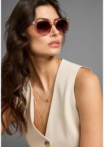 Sonnenbrille Laura Scott, Damen, rosa (apricot), transparent, Sonnenbrillen Sonnenbrille, mit transparentem Rahmen & goldfarbendem Detail - NEW