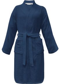 Bademantel Tom Tailor HOME "Kimono COLOR BATH" Gr. M, blau (schwarz navy), M, Frottier, Hausm&auml;ntel, Bademantel