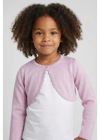 Bolero happy girls, M&auml;dchen, Gr. 140, rose, Strick, Obermaterial: 70% Baumwolle, 30% Polyester, Glitzermuster, unifarben, festlich, bauchfrei, Rundhals, gewellter Abschluss, Strickjacken Bolero, im dezenten Glitzerlook und mit gewellten Kanten