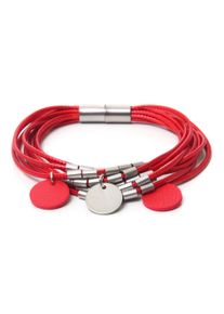 Armband Firetti "rot, rund, bicolor, mehrreihig", rot (metallfarben, rot), Armb&auml;nder, Damen, 18,5cm, Metall Polyester, Metall, Polyester, Armband