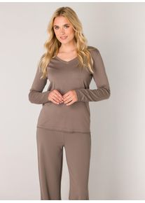 V-Ausschnitt-Pullover Base Level, Damen, Gr. 44, grau (schwarz taupe), Obermaterial: 80% Viskose, 20% Nylon, regular fit, V-Ausschnitt, Pullover V-Ausschnitt-Pullover, mit V-Ausschnitt