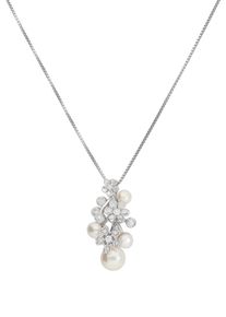 Kette mit Anh&auml;nger Firetti "Schmuck Geschenk, rhodiniert, Bl&uuml;ten, Venezianerkettengliederung", bunt (silberfarben, wei&szlig;), Halsketten, Damen, Perlen Silber 925 (Sterlingsilber), L: 45, Perlen, Silber 925 (Sterlingsilber), Kette mit Anh&auml;nger, mit Zirkonia und S&uuml;&szlig;wasserzuchtperlen