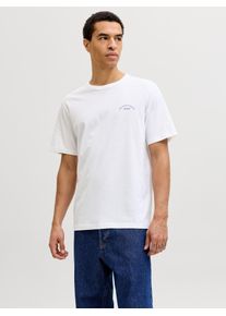 Jack & Jones Rundhalsshirt JACK & JONES "JJCOLLEGE LOGO TEE SS CREW NECK", Herren, Gr. XS, hellwei&szlig;, Jersey, Obermaterial: 100% Baumwolle, unifarben, regular fit h&uuml;ftlang, Rundhals, Shirts Rundhalsshirt
