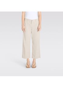 Schlaghose MAC "CARI", Damen, Gr. 46, N-Gr, beige (pumice stone ppt), Web, Obermaterial: 97% Baumwolle, 3% Elasthan, lang, Hosen Schlaghose
