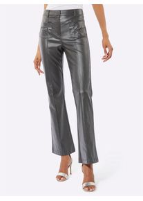 CR&Eacute;ATION L Lederimitathose CREATION L, Damen, Gr. 46, Normalgr&ouml;&szlig;en, graphit, 77% Viskose, 20% Polyamid, 3% Elasthan, unifarben, Hosen Lederimitathose