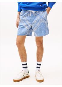 Strandshorts Tommy Jeans "TJM AOP LOOSE BEACH SHORT EXT", Herren, Gr. L, N-Gr, colorado blau bandana aop, Web, Obermaterial: 100% Baumwolle, bedruckt, Hosen Strandshorts