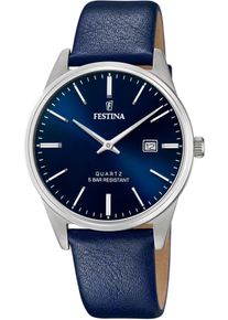 Quarzuhr Festina, blau (dunkelblau), Armbanduhren, Damen, Quarzuhr, Armbanduhr, Herrenuhr, Damenuhr, Lederarmband, Datum