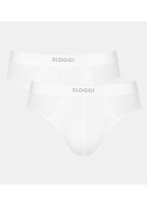 Slip Sloggi "Men EVER Ease", Herren, Gr. S, 2 Stk., wei&szlig;, Single Jersey, Obermaterial: 95% Baumwolle, 5% Elasthan, Unterhosen Slip, temperaturausgleichend, schnelltrocknend, atmungsaktiv, ohne Eingriff