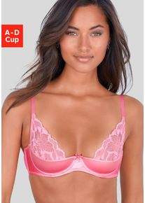 B&uuml;stenhebe Lascana, Damen, Gr. 85, Cup A, pink, Spitze, Obermaterial: 76% Polyamid, 16% Elasthan, 8% Polyester, BHs B&uuml;stenhebe, aus edlem Satin-Material mit dezent transparenter Spitze, sexy Dessous