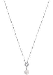 Kette mit Anh&auml;nger Amor "Knoten-Otpik", bunt (silberfarben, wei&szlig;), Halsketten, Damen, Perlen Silber 925 (Sterlingsilber), L: 45 B: 0,4mm, Perlen, Silber 925 (Sterlingsilber), Kette mit Anh&auml;nger, mit Muschelkernperle, B:0,4mm