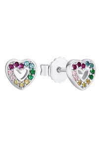 Paar Ohrstecker Prinzessin Lillifee "Herz", bunt (silberfarben, pink, rosa, gelb, blau, gr&uuml;n, pink, rosa, gelb, blau, gr&uuml;n), Ohrringe, M&auml;dchen, Silber 925 (Sterlingsilber), Paar Ohrstecker, mit Zirkonia (synth.)