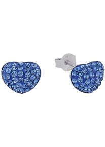 Paar Ohrstecker Amor "Herz, Trachtenschmuck, Volksfest", blau (silberfarben, blau, blau), Ohrringe, Damen, Silber 925 (Sterlingsilber), Paar Ohrstecker, mit Kristallglas