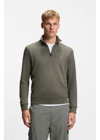 Sweatshirt BOSS Orange "Zetrust", Herren, Gr. XL, open grau076, Jersey, Obermaterial: 100% Baumwolle, Basic, regular fit normal, hoch geschlossener Ausschnitt, eingesetzt Rippb&uuml;ndchen, Sweatshirts Sweatshirt, Troyerkragen mit Rei&szlig;verschluss, Regular Fit, BOSS-Label