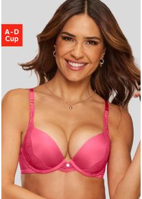 Push-up-BH s.Oliver "Pauline", Damen, Gr. 70, Cup B, orange (koralle), Microtouch, Obermaterial: 69% Polyamid, 17% Elasthan, 14% Polyester, BHs Push-up-BH, mit feiner Spitze seitlich am Cup und modischem Accessoire, Dessous