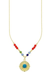 Kette mit Anh&auml;nger "Schmuck Geschenk Silber 925 Halskette mit Anh&auml;nger und bunten Steinen", bunt (gelbgoldfarben, hellblau, gr&uuml;n, rot, dunkelblau, t&uuml;rkis), ANISTON JEWELRY & WATCHES, Halsketten, Damen, Silber 925 (Sterlingsilber), L: 55 B: 0,7mm, Kette mit Anh&auml;nger, mit Zirkonia (synth.), Glasstein, B:0,7mm