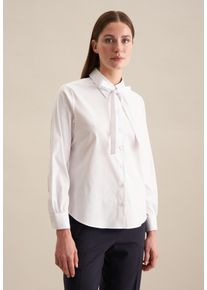 Schluppenbluse Seidensticker "Schwarze Rose", Damen, Gr. L40, wei&szlig;, 76% Baumwolle, 21% Polyamid, 3% Elasthan, unifarben, regular fit, ohne Ausschnitt, Blusen Schluppenbluse, 1/1 Kragen Uni