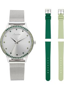 Quarzuhr, silber (silberfarben, dunkelgr&uuml;n, mintgr&uuml;n), ANISTON JEWELRY & WATCHES, Armbanduhren, Damen, Quarzuhr, Armbanduhr, Damenuhr, analog, neue Kollektion