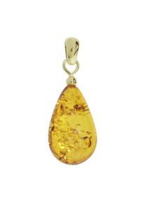 Kettenanh&auml;nger OSTSEE-SCHMUCK "- Tropfen flach, ca. 20 mm lang - Gold 333/000 - Bernstein -" Gr. 30, gold (gold 333, goldfarben, gelb), Schmuckanh&auml;nger, Damen, Bernstein, Kettenanh&auml;nger