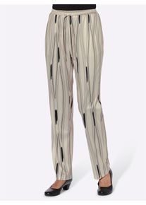 Jerseyhose Classic Basics, Damen, Gr. 46, Normalgr&ouml;&szlig;en, beige (sand, gewellt), 100% Polyester, gemustert, lang, Hosen Jerseyhose