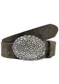 Koppelg&uuml;rtel RETTUNGSRING G&Uuml;RTEL, Damen, Gr. 95, grau, Rindsleder, unifarben, vintage, G&uuml;rtel Koppelg&uuml;rtel, Vintage-Look, Vollrindleder