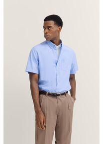 Kurzarmhemd Bugatti, Damen, Gr. XXL, Normalgr&ouml;&szlig;en, blau (320, hellblau), 100% Baumwolle, unifarben, normal, Hemden Kurzarmhemd, mit Button-Down-Kragen