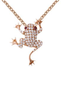 Kette mit Anh&auml;nger Firetti "Schmuck Geschenk Silber 925 Halsschmuck Halskette Ankerkette Frosch", rosa (ros&eacute;goldfarben, wei&szlig;, rot), Halsketten, Damen, Silber 925 (Sterlingsilber), L: 45, Kette mit Anh&auml;nger, Made in Germany - mit Zirkonia (synth.)