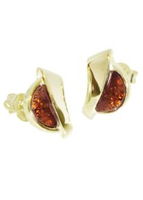 Paar Ohrstecker OSTSEE-SCHMUCK "- Lale - Silber 925/000, vergoldet - Bernstein" Gr. 14, gold (goldfarben, gelb), Ohrringe, Damen, Silber 925 (Sterlingsilber), Paar Ohrstecker