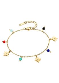 Armband "Edelstahlarmband gelbgoldfarben vergoldet mit bunten Steinen", gelbgoldfarben, kristallwei&szlig;, hellblau, rot, gr&uuml;n, schwarz, kristallwei&szlig;, hellblau, rot, gr&uuml;n, schwarz, ANISTON JEWELRY & WATCHES, Armb&auml;nder, Damen, 21cm, Edelstahl, Armband, mit Zirkonia (synth.)