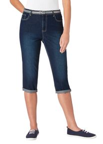 Caprijeans Casual Looks, Damen, Gr. 46, Normalgr&ouml;&szlig;en, blau (blau, stone, washed), 81% Baumwolle, 17% Polyester, 2% Elasthan, unifarben, knielang, Jeans Caprijeans