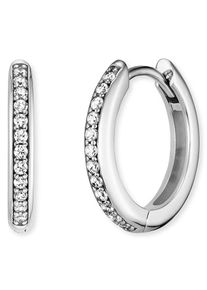 Paar Creolen Engelsrufer "Lola", silber (silberfarben, kristallwei&szlig;, kristallwei&szlig;), Ohrringe, Damen, 16mm, Silber 925 (Sterlingsilber), Paar Creolen, mit Zirkonia (synth.)