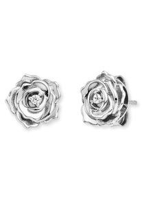 Paar Ohrstecker Engelsrufer "Rose", silber (silberfarben, kristallwei&szlig;, kristallwei&szlig;), Ohrringe, Damen, 10mm, Silber 925 (Sterlingsilber), Paar Ohrstecker, mit Zirkonia (synth.)
