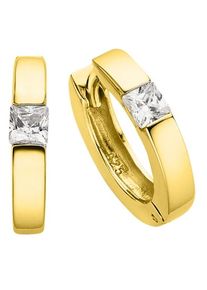 Paar Creolen Bruno Banani "Schmuck Geschenk Silber 925 Ohrschmuck Ohrringe", gold (gelbgoldfarben, wei&szlig;, kristallwei&szlig;), Ohrringe, Damen, 15,2mm, Silber 925 (Sterlingsilber), Paar Creolen, mit Zirkonia (synth.)