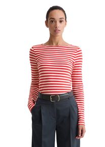 Marc O'Polo Langarmshirt MARC O'POLO, Damen, Gr. S, multi a57, Single Jersey, Obermaterial: 100% Baumwolle, U-Boot-Ausschnitt, Shirts Langarmshirt, im sch&ouml;nen Streifenmuster