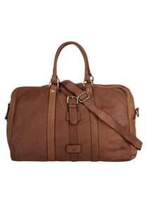 Reisetasche FORTY, Damen, Gr. B/H/T: 53cm x 30cm x 20cm onesize, braun (cognac), Leder, leicht gl&auml;nzend, unifarben, Taschen Reisetasche, echt Leder, Made in Italy