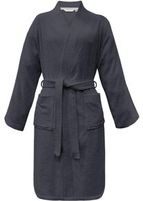 Bademantel Tom Tailor HOME "Kimono COLOR BATH" Gr. M, grau (anthrazit), M, Frottier, Hausm&auml;ntel, Bademantel