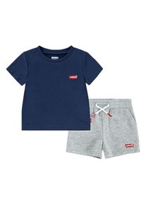 Shirt & Shorts LEVI'S KIDS "LVB BATWING TEE & KNIT SHORT S", Jungen, Gr. 9M74, blau (marineblaus), Obermaterial: 60% Baumwolle, 40% Polyester, KOB Set-Artikel Shirt & Shorts, mit Markenlabel - supersoft