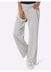 CR&Eacute;ATION L Jerseyhose CREATION L, Damen, Gr. 46, Normalgr&ouml;&szlig;en, hellgrau, ecru, 50% Modal, 44% Polyester, 6% Elasthan, unifarben, Hosen Jerseyhose